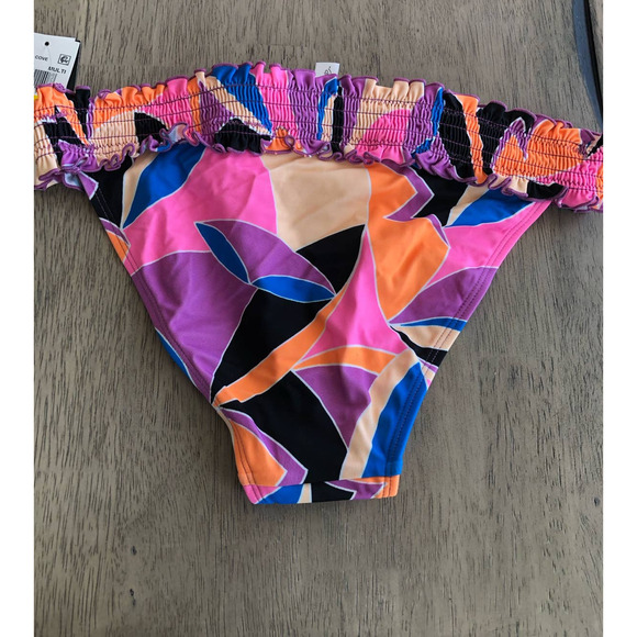 Salt & Cove Retro Print Smocked Hipster Bikini Bottom - L - Picture 5 of 6